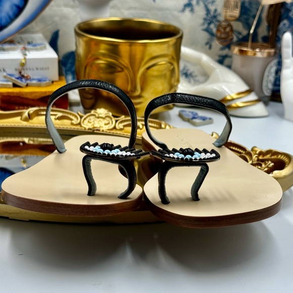 🆕 CHIARA FERRAGNI 🧿 NWOT Flirting Leather Toe Ring Sandal, Black - Sz 36 - Picture 14 of 16